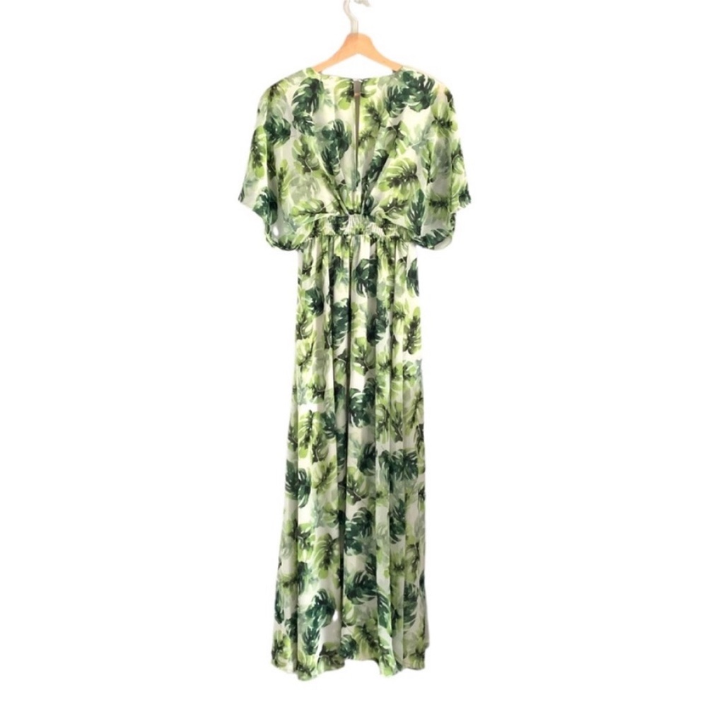 Buddy Love Evelyn Maui Maxi Dress Green Palm Print Size XS Flowy Garden Fairy - Picture 4 of 14
